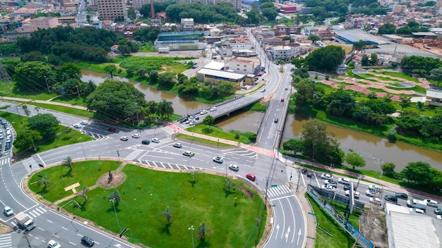 Luftaufnahme des Stadtzentrums von Sorocaba Brasilien