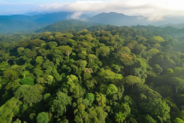 Luftaufnahme des tropischen Regenwaldes mit endlosen Baumkronen