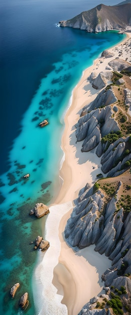 Luftaufnahme des wunderschönen Mittelmeerstrandes