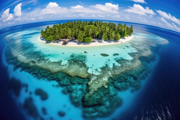 Luftaufnahme einer tropischen Insel mit klarem Meerwasser