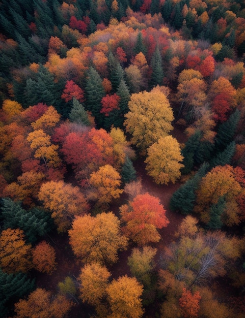 Luftaufnahme einer wunderschönen Herbstwaldtapete