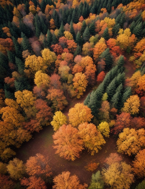 Luftaufnahme einer wunderschönen Herbstwaldtapete