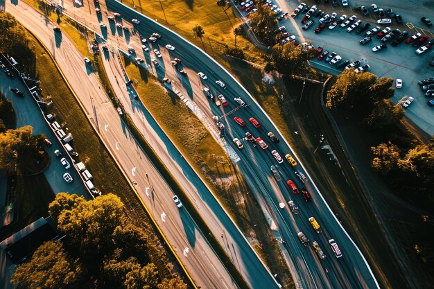 Luftaufnahme eines Auto-Rennens, das Ai generiert hat