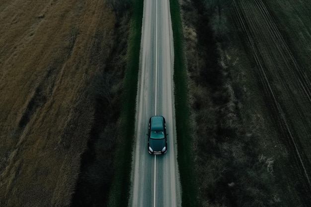 Luftaufnahme eines Autos auf der Straße