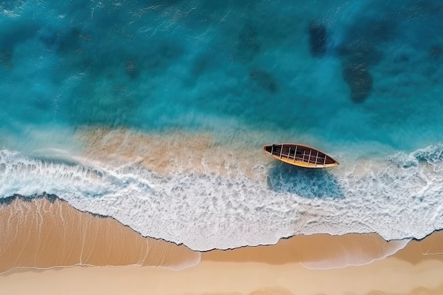 Luftaufnahme eines Bootes am Strand Tropische Landschaft mit AIGenerated Images
