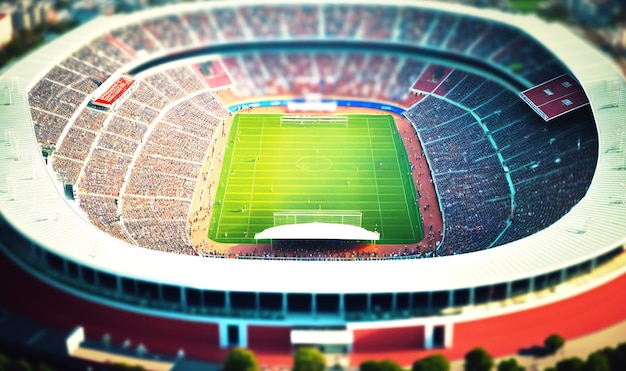 Luftaufnahme eines Fußball- oder Fußballstadions während eines Spiels