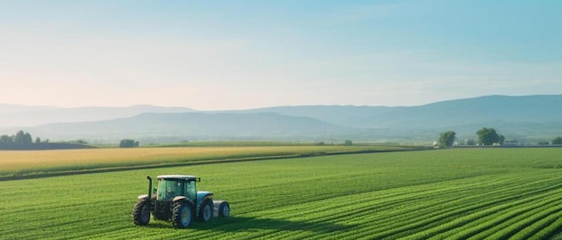 Foto luftaufnahme eines traktors, der landwirtschaftliche felder besprüht