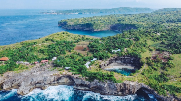 Luftaufnahme rund um Angel Billabong Beach Bali Indonesien