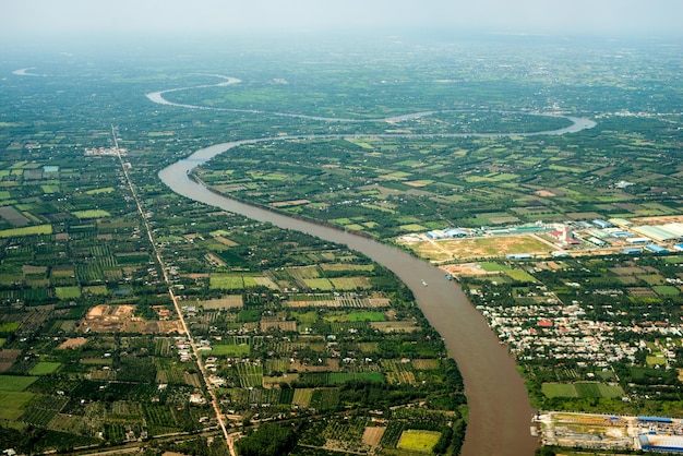 Luftaufnahme über Vietnam Mekong-Delta