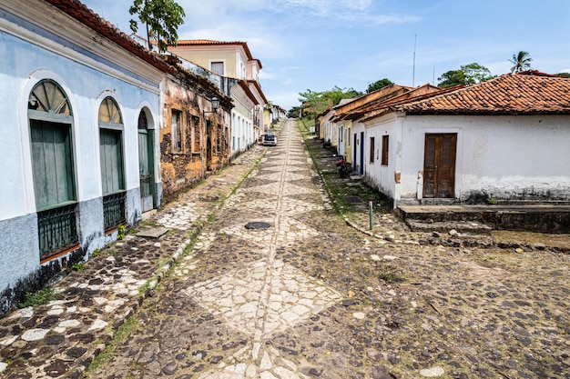 Luftaufnahme von Alcântara, Maranhão, Brasilien. Ruinen in der historischen Stadt.