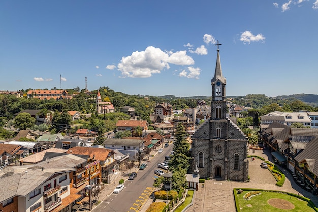 Luftaufnahme von Gramado Rio Grande do Sul Brasilien Kirche Matriz Sao Pedro