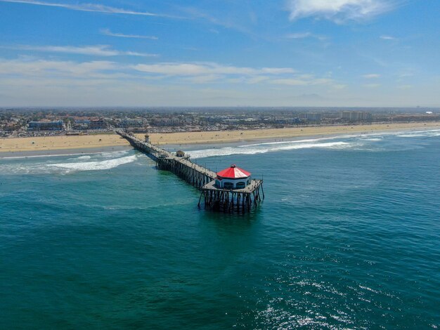 Luftaufnahme von Huntington Beach mit dem Pier Kalifornien USA