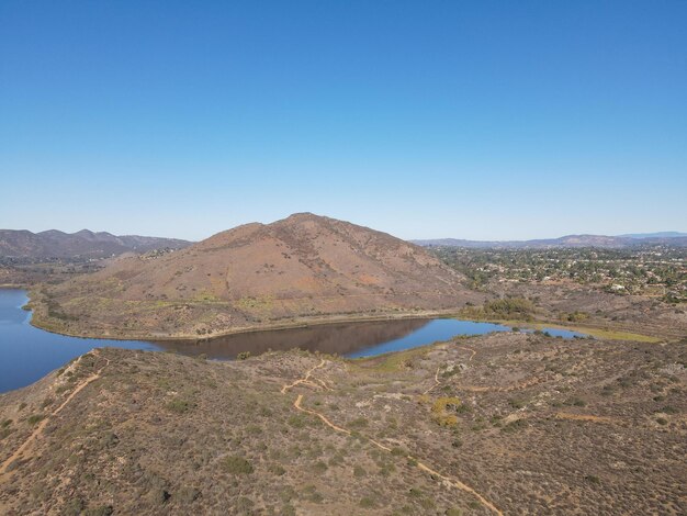 Luftaufnahme von Lake Hodges und Bernardo Mountain San Diego County Kalifornien USA