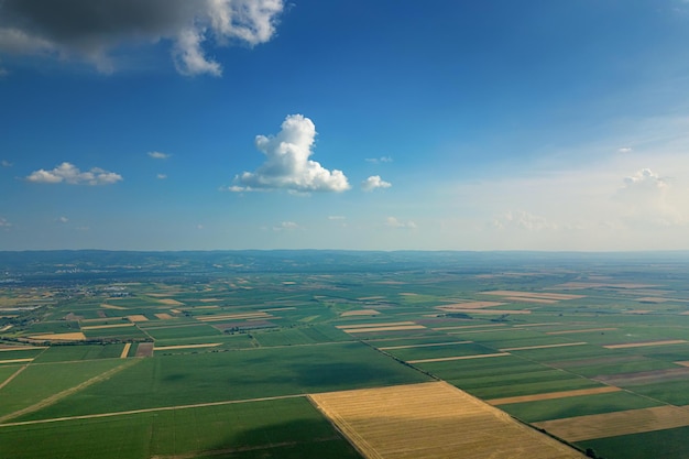 Luftaufnahme von landwirtschaftlichen Feldern. Landschaft, Agrarlandschaft Luftbild.