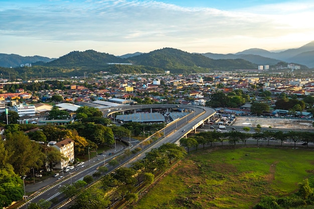Luftaufnahme von Pasar Borong unter Kreisstraße Batu Cave Selayang Malaysia