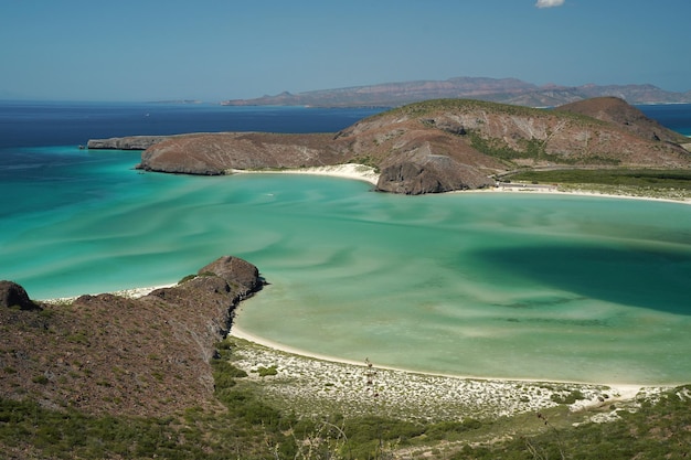 Luftaufnahme von Playa Balandra, La Paz, Baja Kalifornien