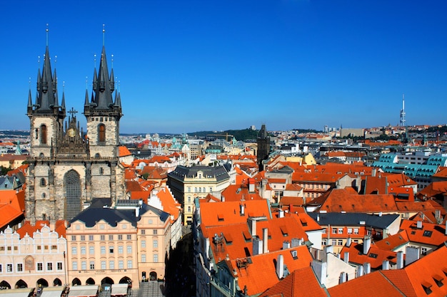 Luftaufnahme von Prag vom Zentrum der Stadt Prag in der Tschechischen Republik