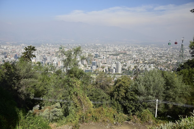 Luftaufnahme von Santiago Chile vom Cerro Santa Lucia