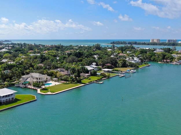 Luftaufnahme von Siesta Key Barrier Island im Golf von Mexiko Küste von Sarasota Florida USA