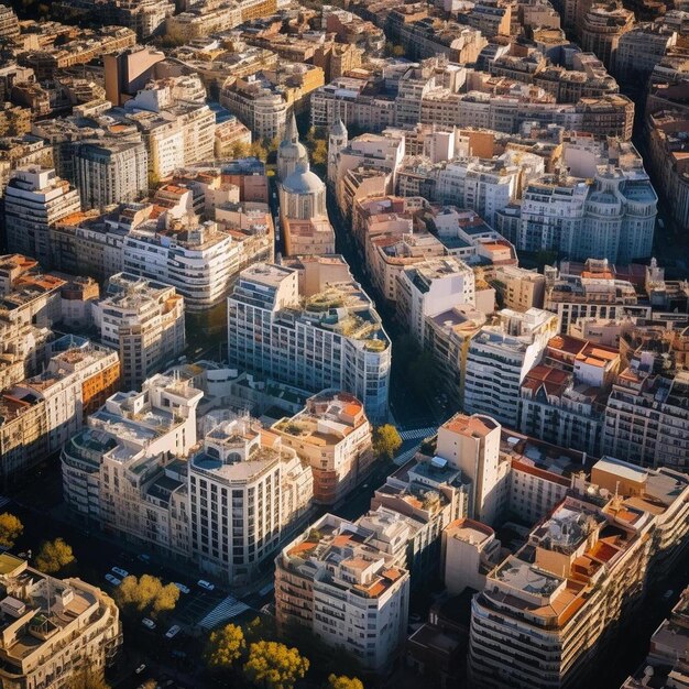 Foto luftaufnahme von typischen gebäuden von barcelona stadtlandschaft von einem hubschrauber