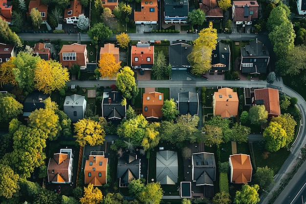 Foto luftaufnahme von wohngebieten im herbst generative ki