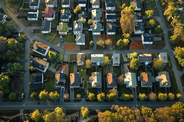 Foto luftaufnahme von wohngebieten im herbst generative ki