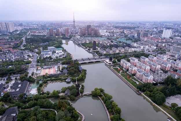 Luftaufnahmen China Taizhou City Gebäude Skyline