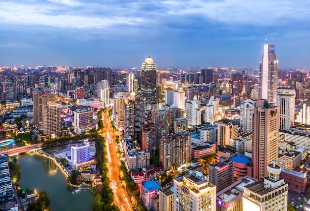 Luftaufnahmen China Yancheng Stadt Architektur Landschaft Nachtansicht