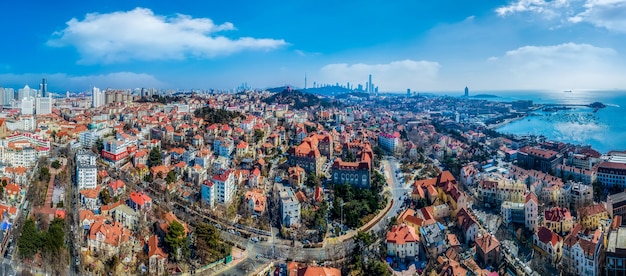 Luftaufnahmen der altstadt von qingdao china