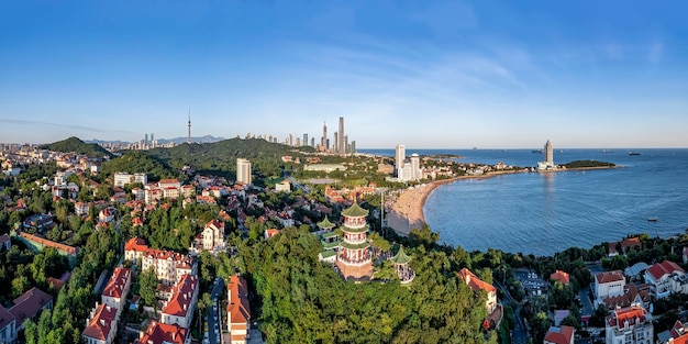 Luftaufnahmen der architektonischen Landschaft der Altstadt von Qingdao