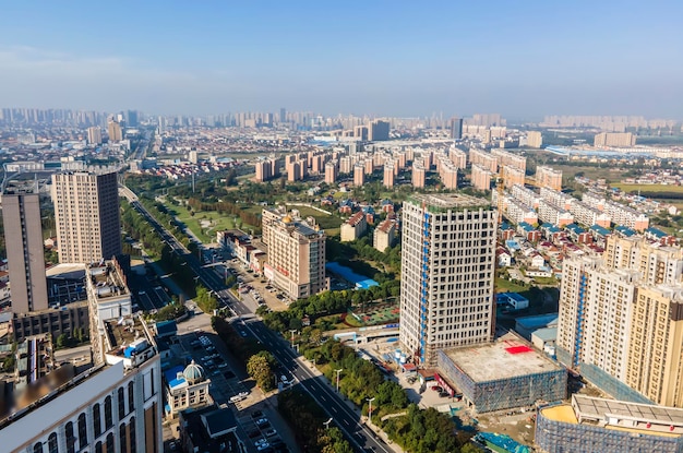 Luftaufnahmen der architektonischen Landschaft der chinesischen Stadt Hain
