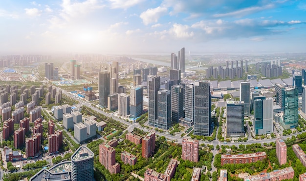 Luftaufnahmen der architektonischen Landschaft des Hexi Central Business District in Nanjing