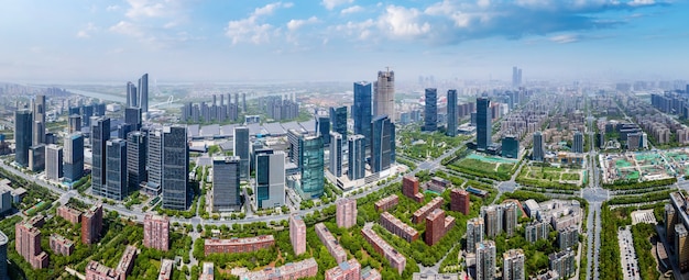 Luftaufnahmen der architektonischen Landschaft des Hexi Central Business District in Nanjing