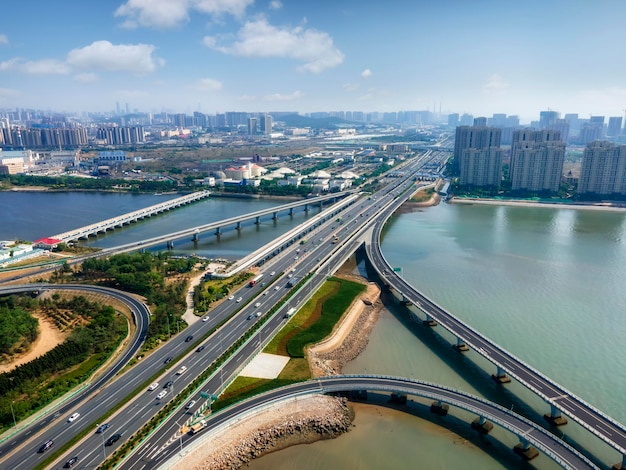 Luftaufnahmen der Qingdao Jiaozhou Bay Bridge