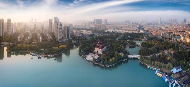 Luftaufnahmen der Stadtlandschaft von Jining