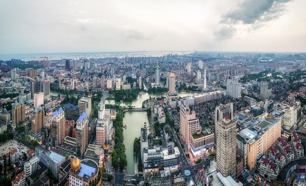 Luftaufnahmen der Stadtlandschaft von Nantong, Jiangsu