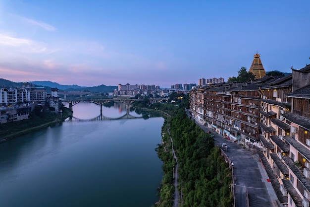 Luftaufnahmen des Landschaftspanoramas von Liuzhou Sanjiang