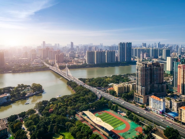 Luftaufnahmen Guangzhou Stadt Architektur Landschaft Skyline