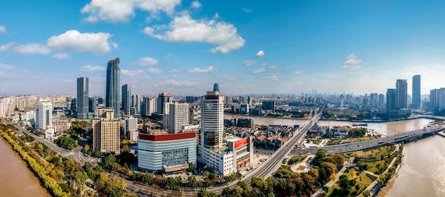 Luftaufnahmen Ningbo Stadt Architektur Landschaft Skyline Großformat