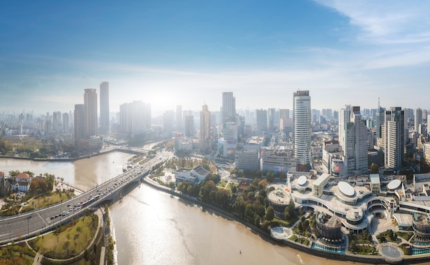 Luftaufnahmen von Ningbo Stadtarchitektur Landschaft Skyline