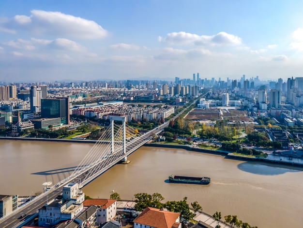 Luftaufnahmen von Ningbo Stadtarchitektur Landschaft Skyline