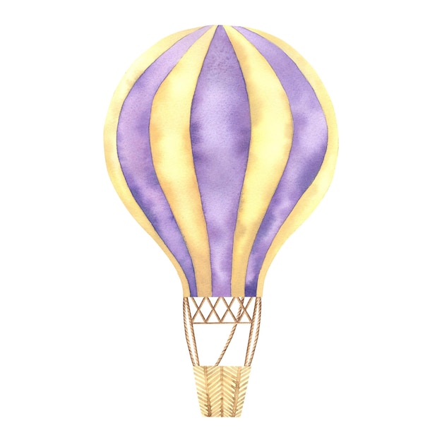 Luftballon Aquarell-Illustration auf isoliertem Hintergrund Eine Reise durch den Himmel Kinderzimmer
