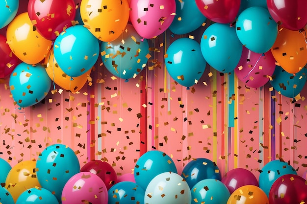 Luftballons alles Gute zum Geburtstag Feier Hintergrund Konfetti 01