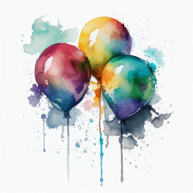 Foto luftballons im aquarellstil generative ki