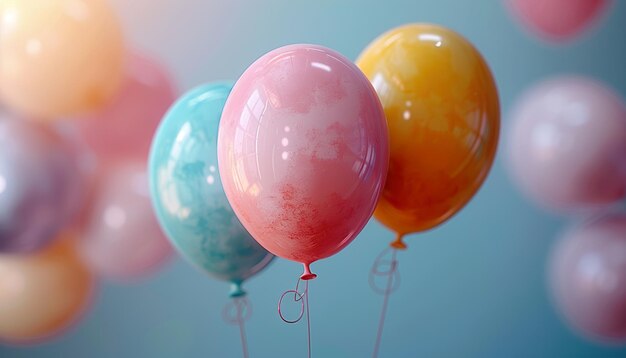 Luftballons in Aquarell Bouquet HD 8K Tapeten Fotografisches Bild