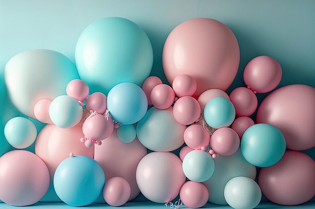 Luftballons in Babyblau und Pink