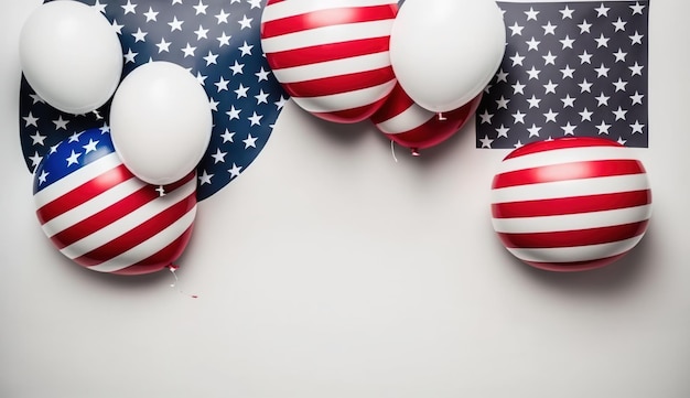 Luftballons mit der amerikanischen Flagge auf weißem Hintergrund