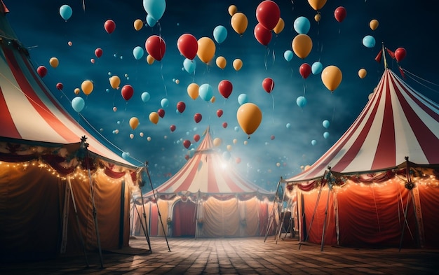 Luftballons und Konfetti unter dem Big Top Generative Ai