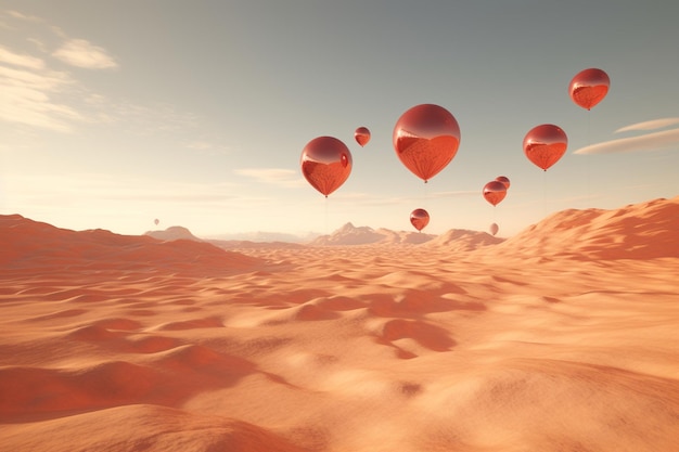 Luftballons werfen lange Schatten, wenn sie über einer 00490 03 schweben