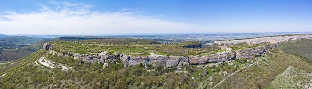 Luftbild auf der mittelalterlichen Festung Mangup Kale, Krim.